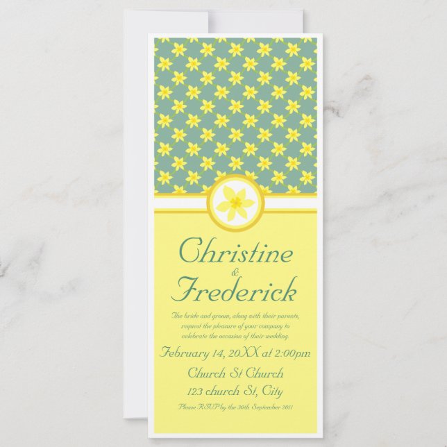 Daffodil Wedding, 4"x9.25" invitation (Front)