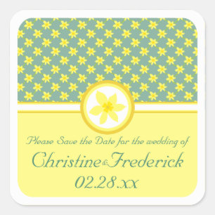 Daffodil Wedding, save the date stickers