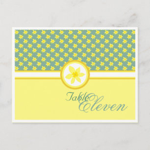 Daffodil Wedding, table setting postcard