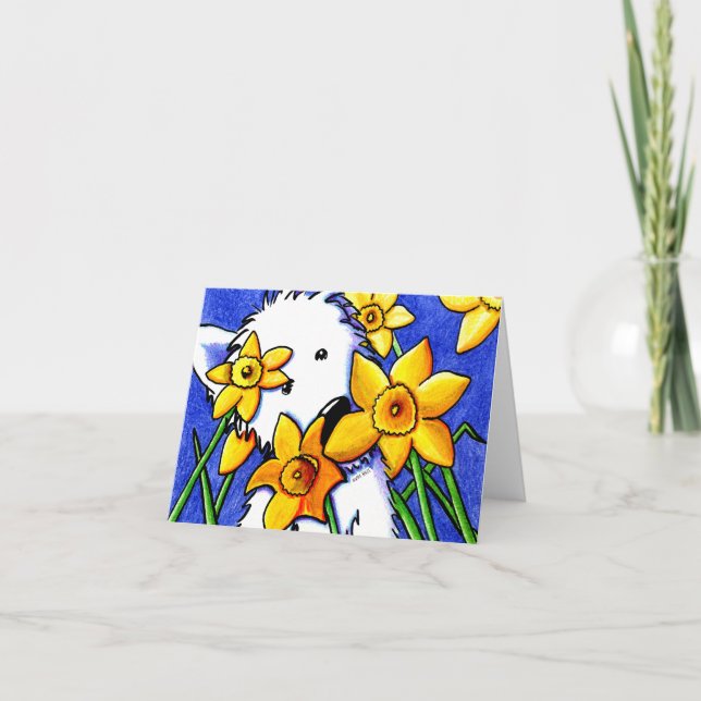 Daffodil Westie Blank Note Card (Front)