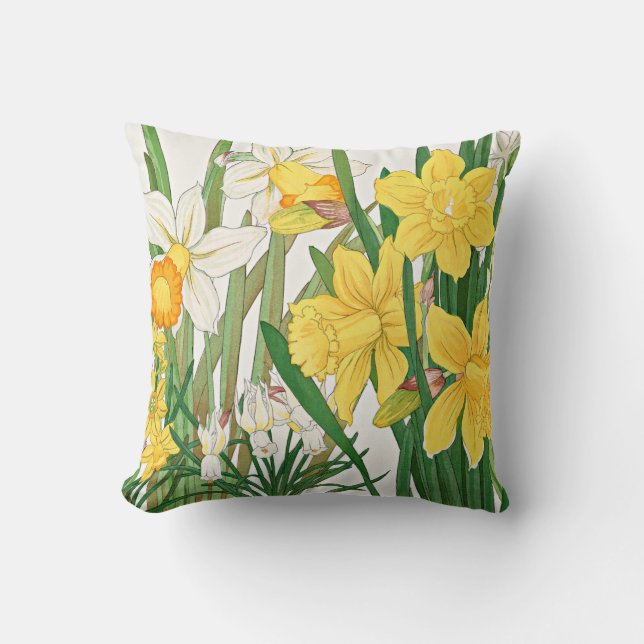 Daffodil Woodblock Painting Cushion (Front)