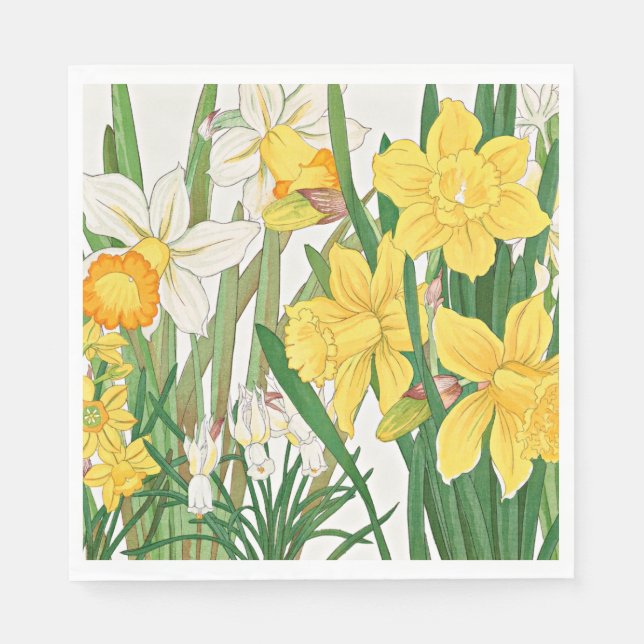 Daffodil Woodblock Painting Napkin (Front)