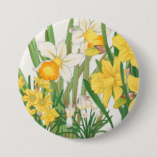 Daffodil Woodblock Painting, Tanigami Kônan, 1917 7.5 Cm Round Badge