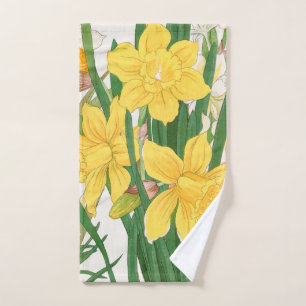 Daffodil Woodblock Painting, Tanigami Kônan, 1917 Hand Towel