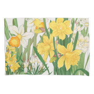 Daffodil Woodblock Painting, Tanigami Kônan, 1917 Pillowcase