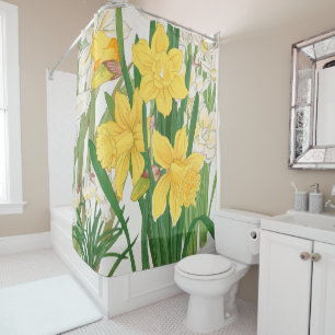 Daffodil Woodblock Painting, Tanigami Kônan, 1917 Shower Curtain