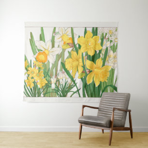 Daffodil Woodblock Painting, Tanigami Kônan, 1917 Tapestry
