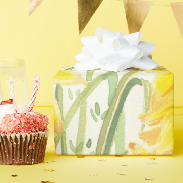 Daffodil Yellow Flower Wrapping Paper (Birthday Party)