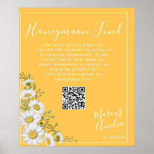 Daffodil Yellow & White Daisies Honeymoon Fund  Poster