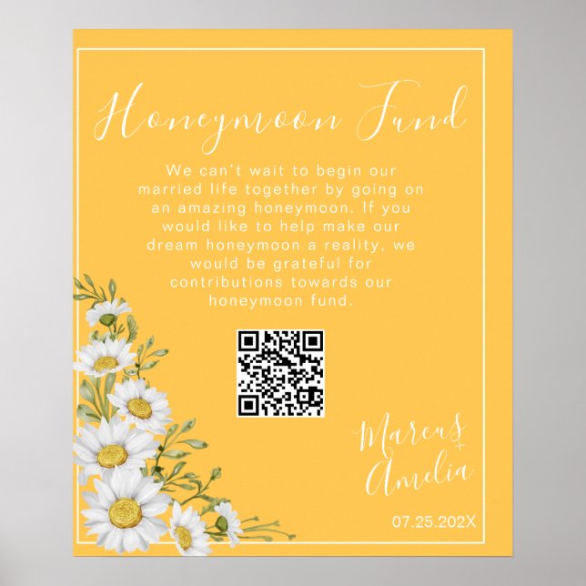 Daffodil Yellow & White Daisies Honeymoon Fund  Poster (Front)