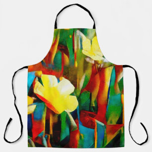 Daffodils. Abstract floral composition in a cubist Apron