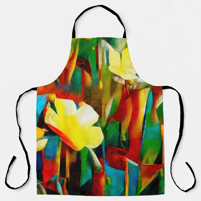 Daffodils. Abstract floral composition in a cubist Apron (Front)