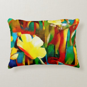 Daffodils. Abstract floral composition in a cubist Decorative Cushion