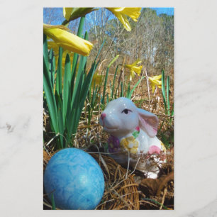 Daffodils and Blue Easter egg