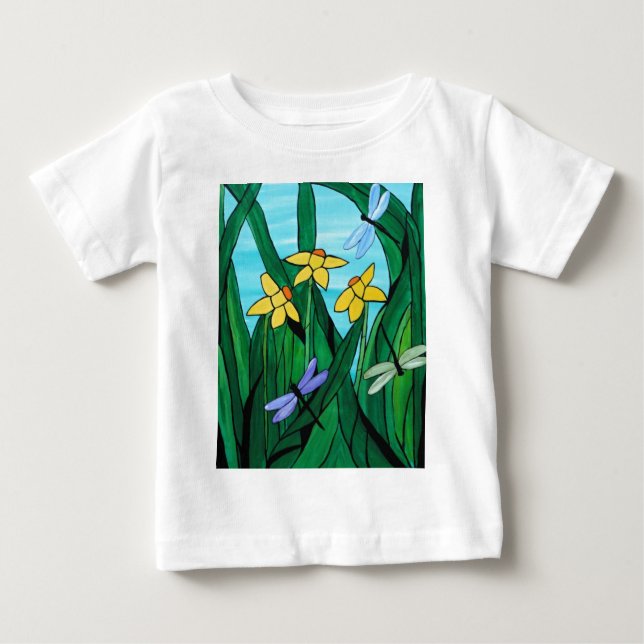 Daffodils and dragon flies baby T-Shirt (Front)