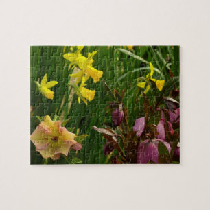 Daffodils and Lenten Roses Colourful Floral Jigsaw Puzzle