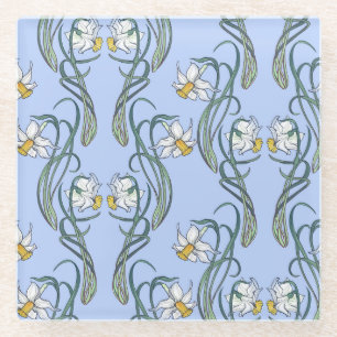 Daffodils Art: Nouveau Spring Glass Coaster