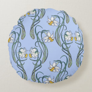 Daffodils Art: Nouveau Spring Round Cushion