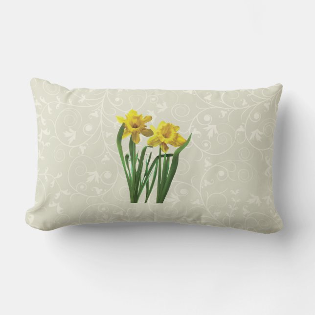 Daffodils At Attention Lumbar Cushion (Front)