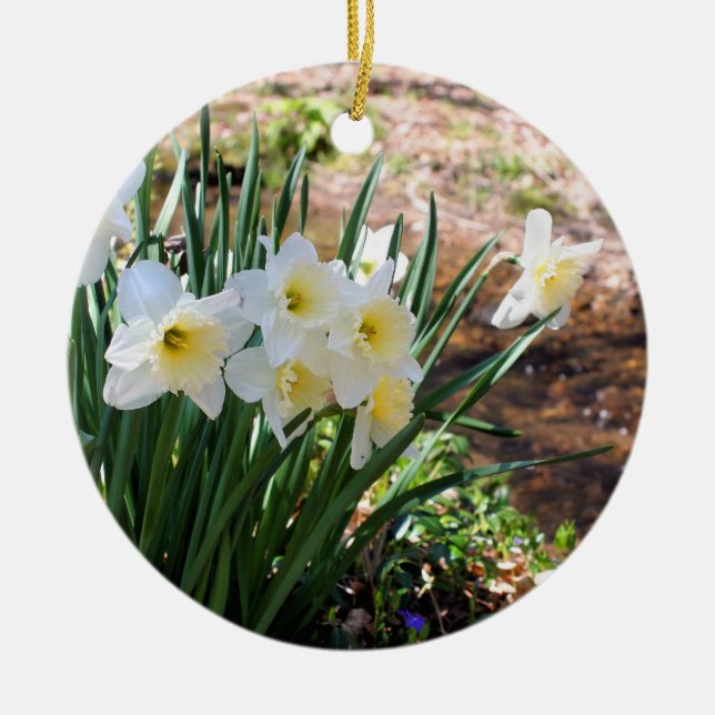 Daffodils By Brook Flower Ornament (Front)