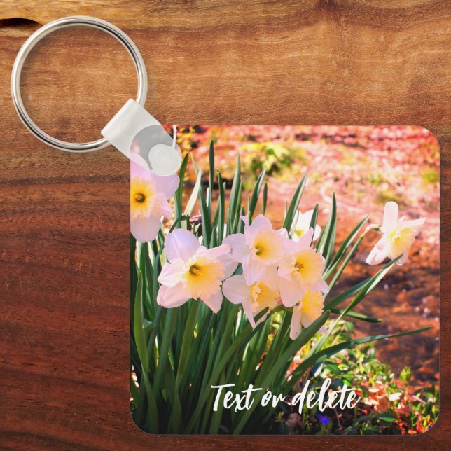 Daffodils By Brook Flower Personalised Key Ring (Front)