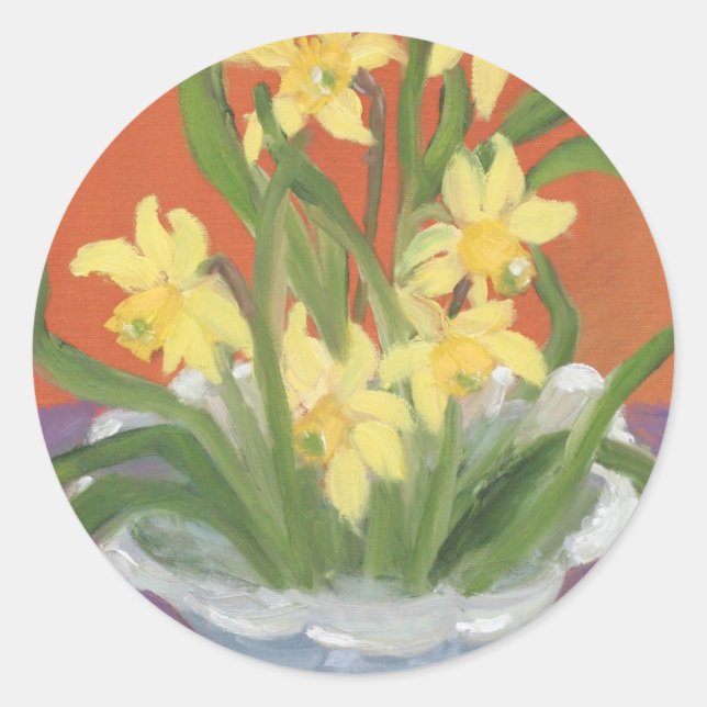DAFFODILS CLASSIC ROUND STICKER (Front)