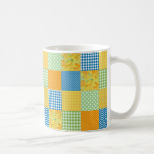 Daffodils Coffee Mug: Country Style Faux-Patchwork Mug