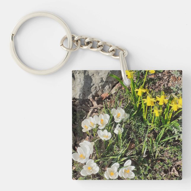 Daffodils & Crocus Acrylic Key Ring (Front)