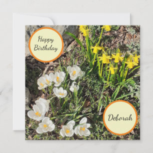 Daffodils & Crocus Flat Birthday Card