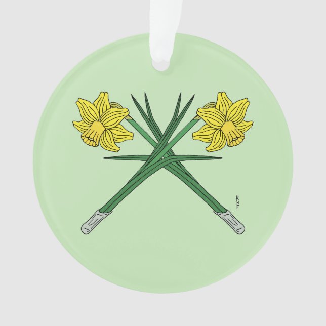 Daffodils Crossed Ornament (Front)