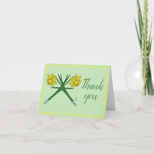 Daffodils Crossed Thank You Card (Front)