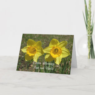 Daffodils Easter Blessings to Aunt and Uncle Holiday Card