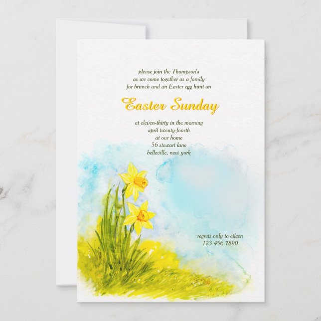 Daffodils Easter Invitation (Front)