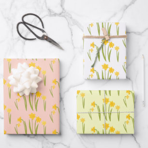 Daffodils Easter Spring Floral Pattern Bulbs Gift Wrapping Paper Sheet