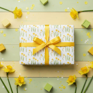 Daffodils Easter Spring Floral Pattern Bulbs Gift Wrapping Paper Sheet