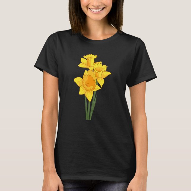 Daffodils Flowers Floral Style Spring Easter Garde T-Shirt (Front)