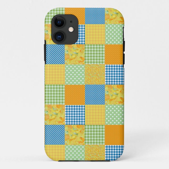 Daffodils, Gingham and Polkas Faux-Patchwork Case-Mate iPhone Case (Back)