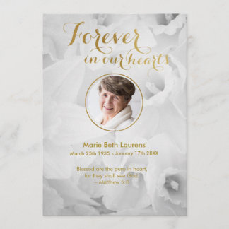 Daffodils Gold Sympathy Thank You Card with Photo