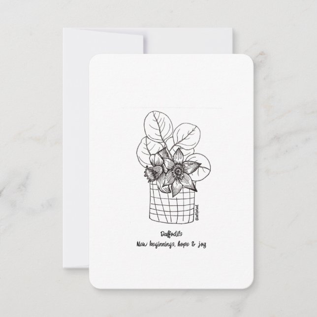 Daffodils, Good Luck, New Beginnings - Flat Card  (Front)