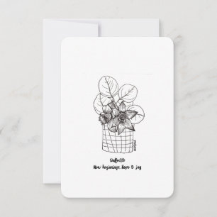 Daffodils, Good Luck, New Beginnings - Flat Card 