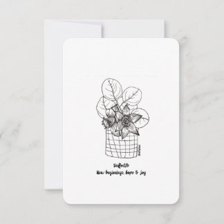 Daffodils, Good Luck, New Beginnings - Flat Card 