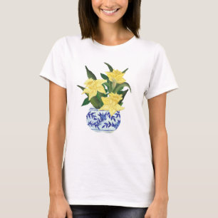 Daffodils in Blue and White T-Shirt