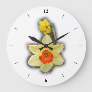 Daffodils in the Woods Large Clock