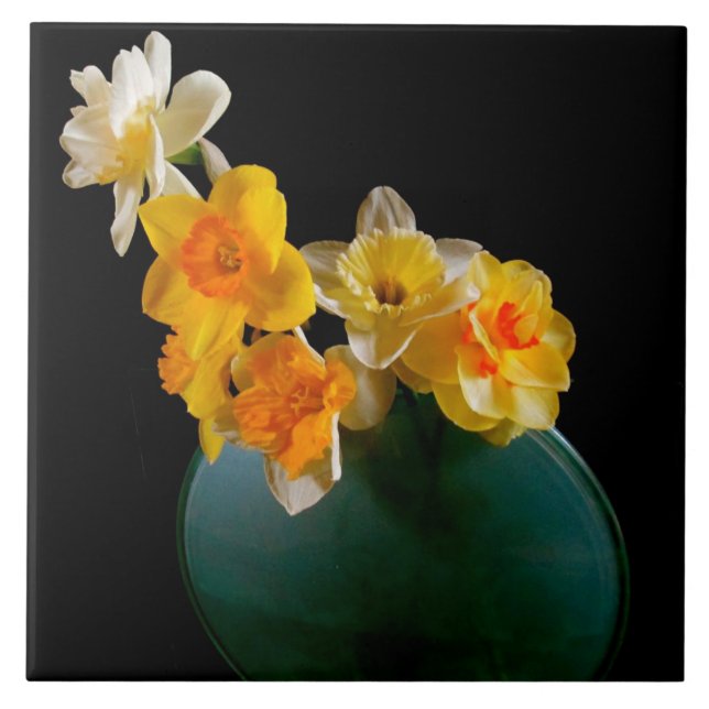 Daffodils Large (6" X 6") Ceramic Photo Tile (Front)