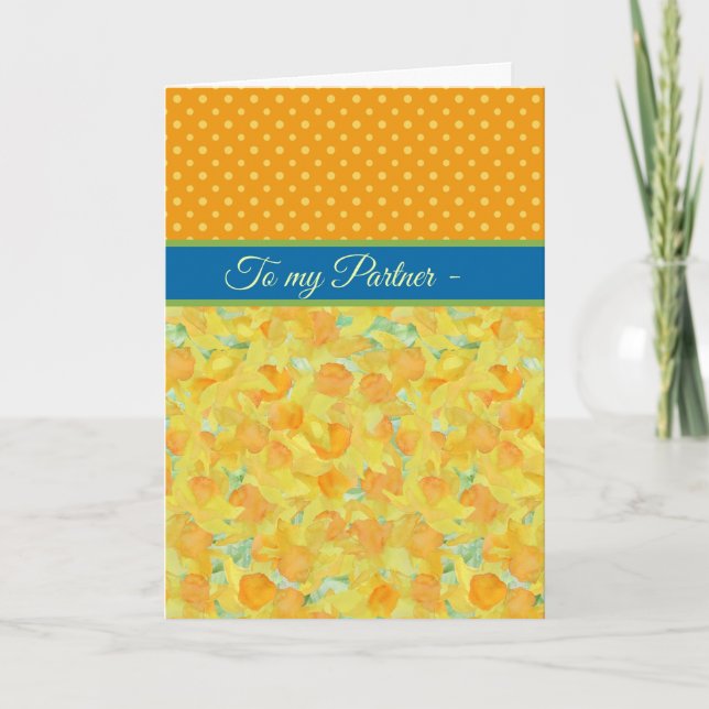 Daffodils, March Birthday Card, Partner Card (Front)