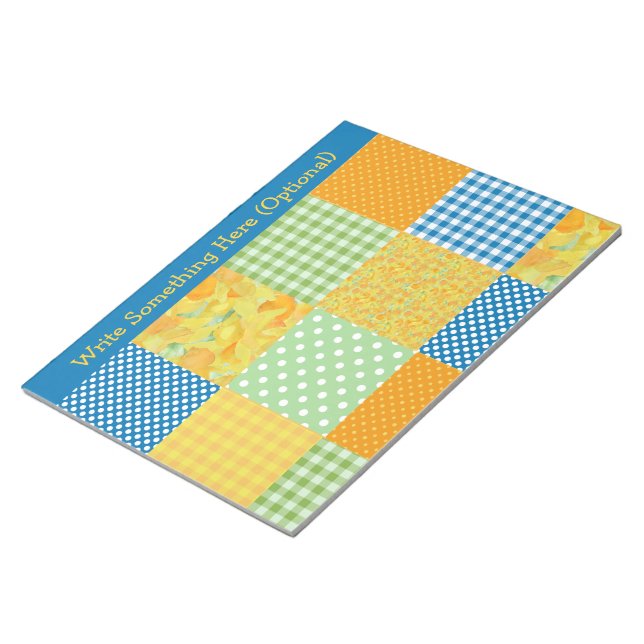 Daffodils Notepad to Personalise, Faux-Patchwork (Angled)