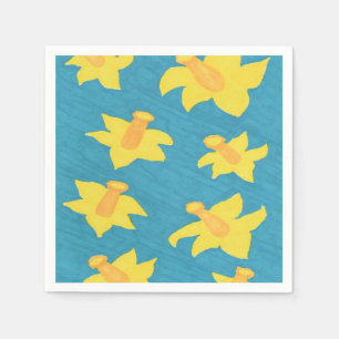 Daffodils on Blue Background Paper Napkins