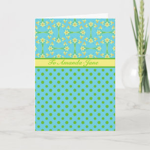 Daffodils, Polka Dots, Easter Card to Personalise