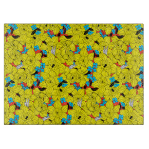 Daffodils spring floral pattern cutting board