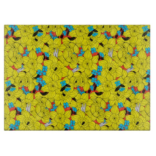 Daffodils spring floral pattern cutting board